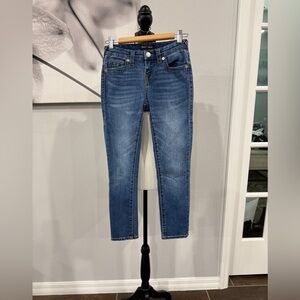 True Religion Mid Rise Halle Capri Blue Women's Jeans